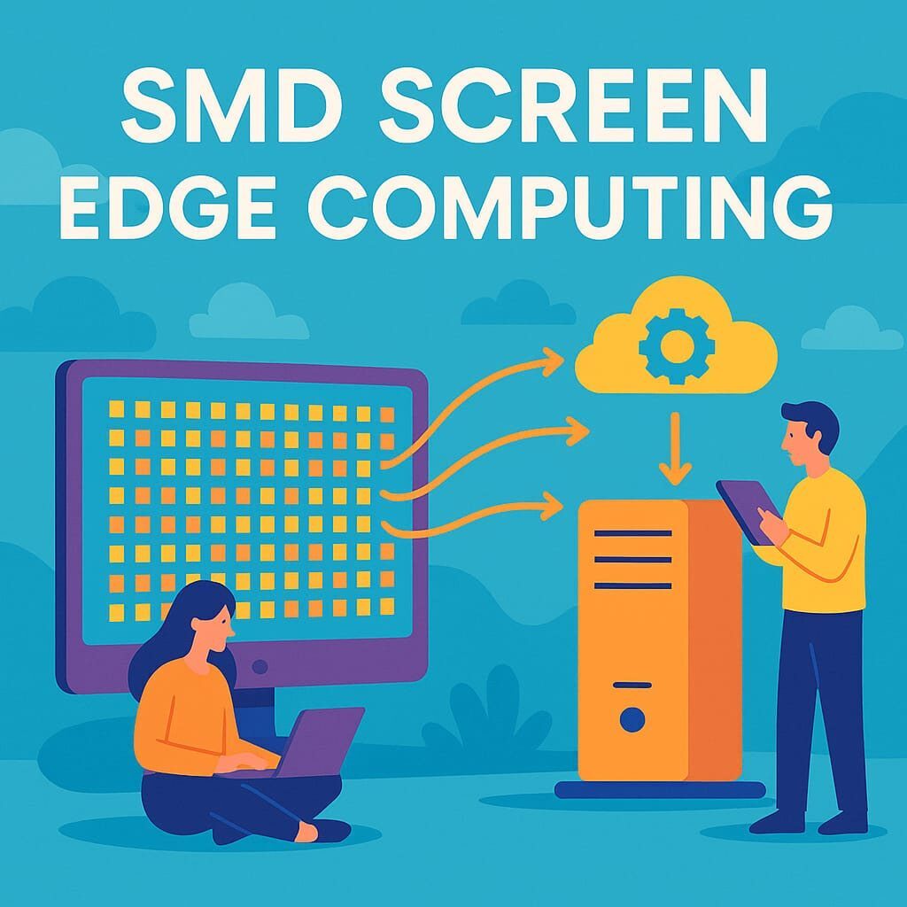 Modern SMD screen installation in Pakistani shopping mall with edge computing unit showing real-time content updates without network delays, demonstrating improved performance in busy commercial environment