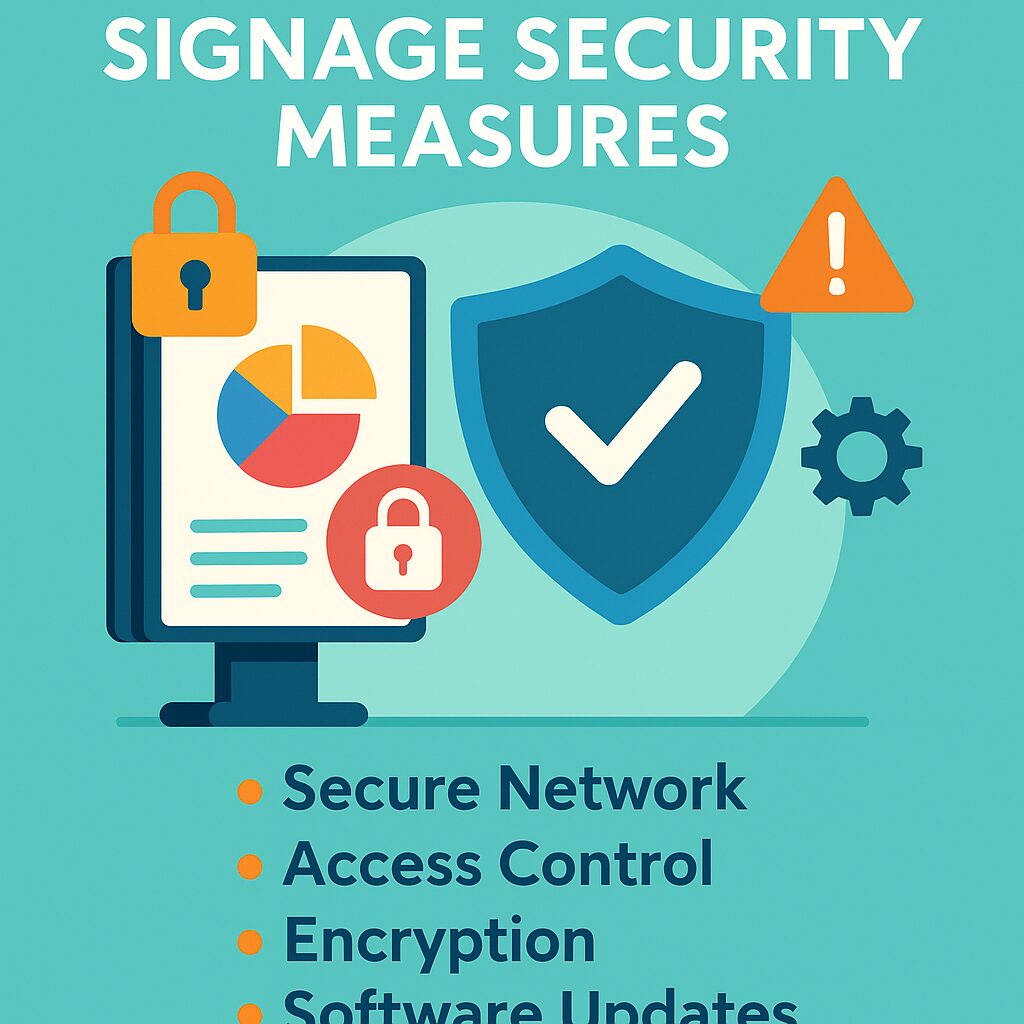 An illustrative image showing Signage Security Measures And Security Network and Access Controls.